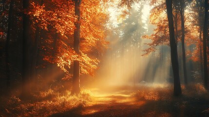 Autumn Forest Path Sunlight