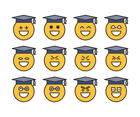 smile student face emoticons set