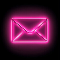 Neon Envelope Icon in Bright Pink, Modern Communication Symbol