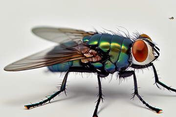 Gray and white insect flying over gray. animal nature macro concept. close up of a small flies over a gray with colorful clouds. close up of a small insect sitting on a gray flowers with colorful.