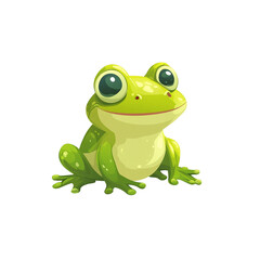 Obraz premium Cute Green Frog with Big Eyes