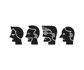 male and female human head icons set vector illustration