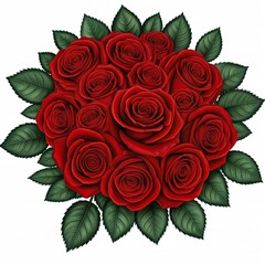 bouquet of red roses on white background 