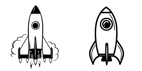 Spaceship icon in flat design. Illustration in a modern style.
