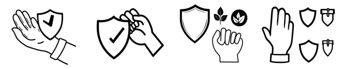 Obraz premium Hand line icon for insurance. Risk coverage sign. Policyholder protection symbol. Quality design element. Editable stroke. Linear style insurance hand icon. Modern file.