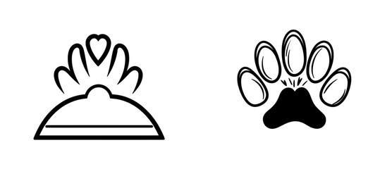 A paw with a heart. A dog or cat's paw. A lion or a tiger paw. A zoo or veterinarian logo element. A paw print in modern style.
