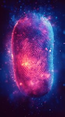 A vibrant digital fingerprint with cosmic colors and effects.