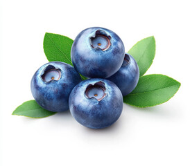 Obraz premium Fresh blueberries with green leaves, perfect for healthy snacks and desserts. Their vibrant color and juicy texture make them delightful addition to any dish