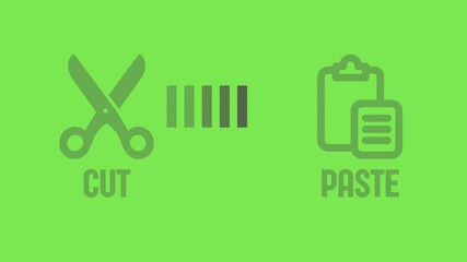 Cut paste progress video template. Simple icon line.