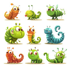 Naklejka premium Cute Cartoon Bugs