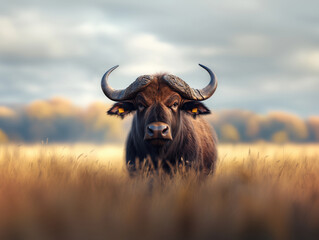 Water Buffalo, Bubalus bubalis, Close Up in the Grassland Wilderness