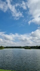 Tranquil Lake Under Blue Sky