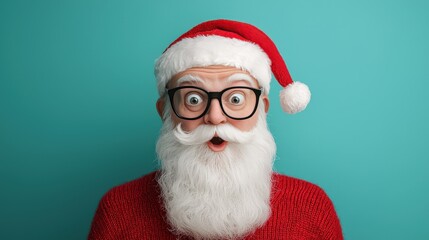 Naklejka premium Surprised Santa Claus Christmas Festive Jolly Holiday Cheer Winter