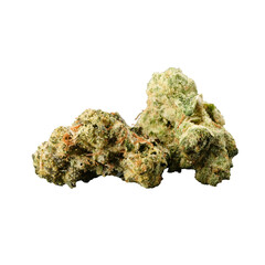 A sharp close-up of a cannabis bud, capturing frosty trichomes and rich green tones. Perfect for artistic, educational, and promotional cannabis content.