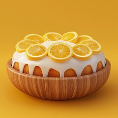 Delightful Lemon Cake on a Warm Yellow Background