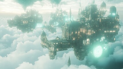 Fototapeta premium ファンタジー風の天空都市