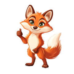 Obraz premium Cute Cartoon Fox Giving Thumbs Up