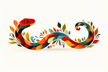 Obraz premium Year of the Snake 2025: Colorful Oriental Zodiac Illustration