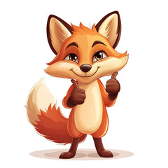 Fototapeta premium Cute Cartoon Fox Giving Thumbs Up
