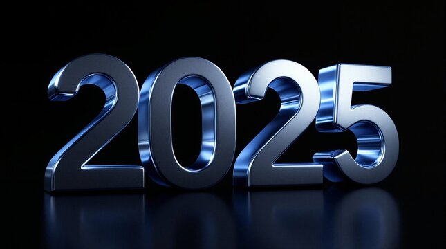 Bold metallic numbers display the year 2025 against a dark background, representing the future and new opportunities