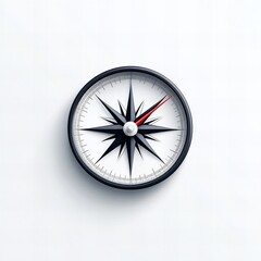 A sleek, modern compass with a glowing red needle pointing north, symbolizing direction, guidance, and exploration on a clean, neutral background