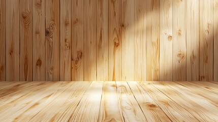 Naklejka premium Soft Beige Wood Grain Background with Natural Lighting
