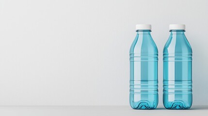 Refreshing Blue Water Bottles on White Background
