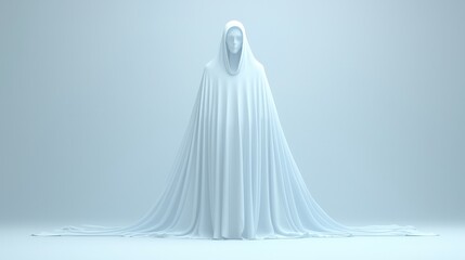 Ethereal Figure in Flowing White Robe 3D Rendered Concept Art