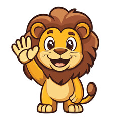 Obraz premium Cute Cartoon Lion Waving Hello