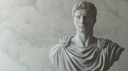 A white marble bust of a young man in classical style.