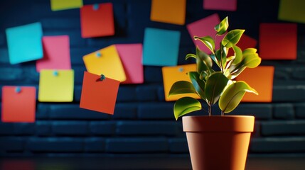 Cozy Room with Inspirational Quotes and Green Plant