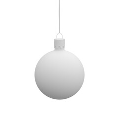 3D white Christmas ball isolated on transparent background