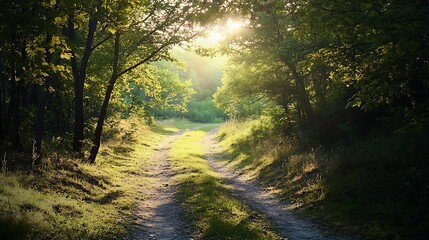Obraz premium Sunlit Forest Path