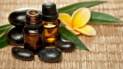 Soothing Essential Oils and Pebbles for Relaxation