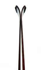 Two black skis isolated on a white background