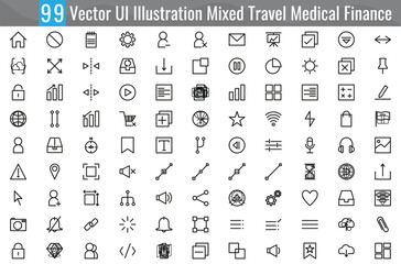 Vector UI Illustration Mixed Travel Medical Finance Concept