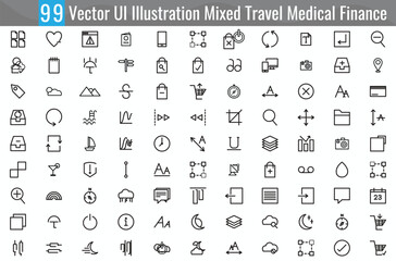 Vector UI Illustration Mixed Travel Medical Finance Concept