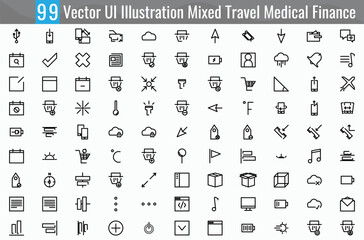 Vector UI Illustration Mixed Travel Medical Finance Concept