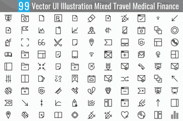 Vector UI Illustration Mixed Travel Medical Finance Concept