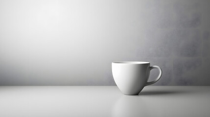 Single White Mug on a Minimalist Background.