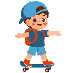 Playful Boy Skateboarding Illustration