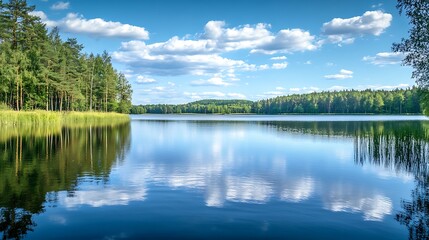 Fototapeta premium Lake Reflection Summer Sky
