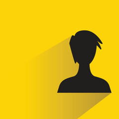 silhouette woman with shadow on yellow background