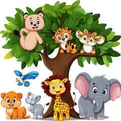 Naklejka premium Cute Animals in the Jungle