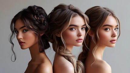 Hairstyling techniques for various hair types studio photography indoor close-up beauty