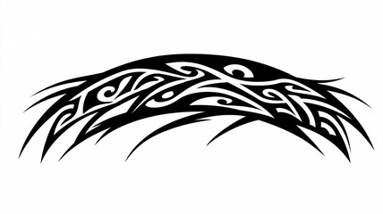 A detailed black tribal tattoo design, isolated on a pure white background