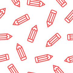 Seamless pattern with outline pink pencils