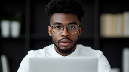 Confident Black Entrepreneur Video Conference Call Home Office