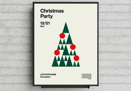 Christmas Party Poster Template with Triangular Tree