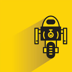 robot icon with shadow on yellow background